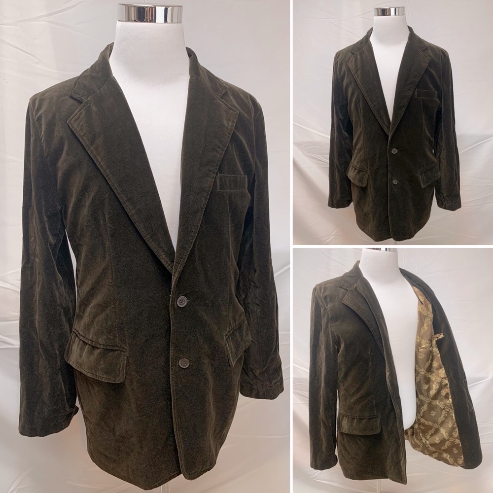 Men's Machine Clothing Company Brown Velvet 2-Button XL Blazer Jacket Sport Coat